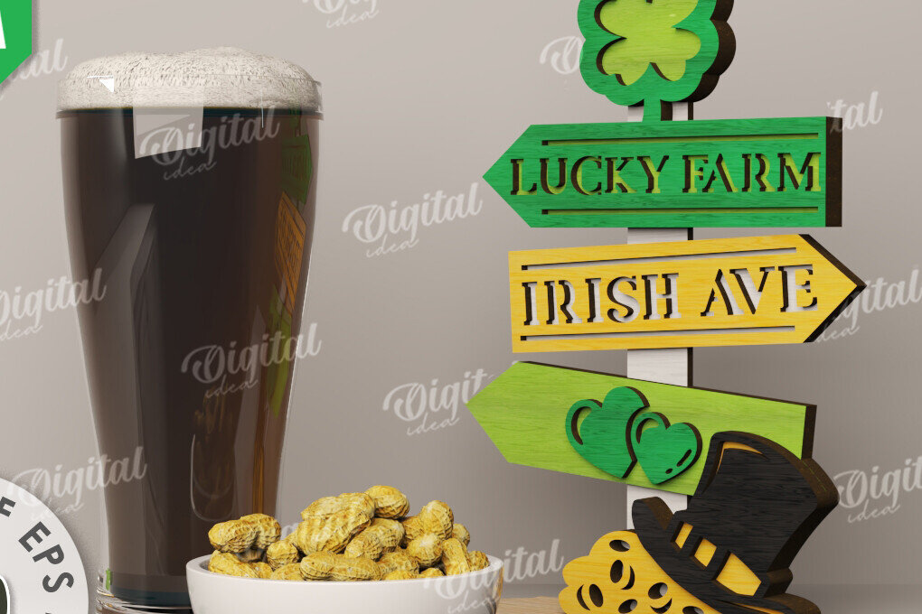 Σετ των 2 Intra απο ξύλο plywood 3mm-4mm πάχος – St Patrick's Day Stand Decor Δίασταση  20x20 cm INTRAFABR-115296022