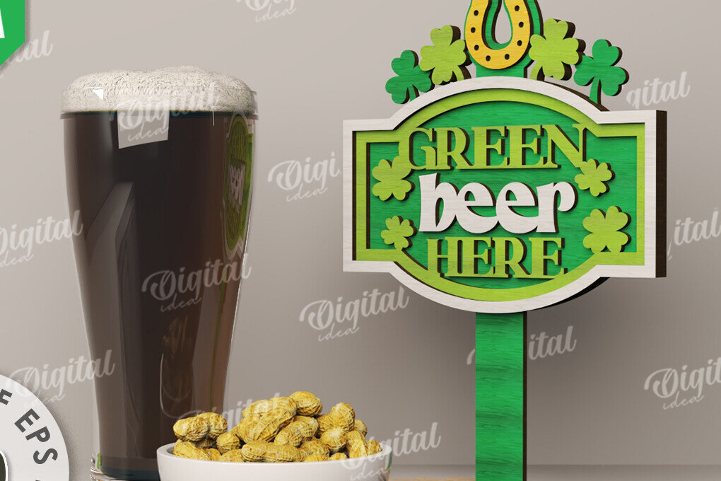 Σετ των 2 Intra απο ξύλο plywood 3mm-4mm πάχος – St Patrick's Day Stand Decor Δίασταση  20x20 cm INTRAFABR-115296074