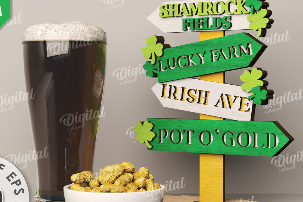 Σετ των 2 Intra απο ξύλο plywood 3mm-4mm πάχος – St Patrick's Day Stand Decor Δίασταση  20x20 cm INTRAFABR-115295637