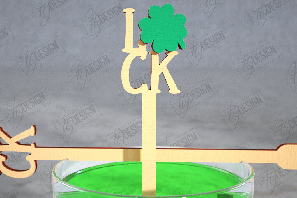 Σετ των 2 Intra απο ξύλο plywood 3mm-4mm πάχος – St Patrick's Day Sticks Stirring Drink Δίασταση  20x20 cm INTRAFABR-115436718