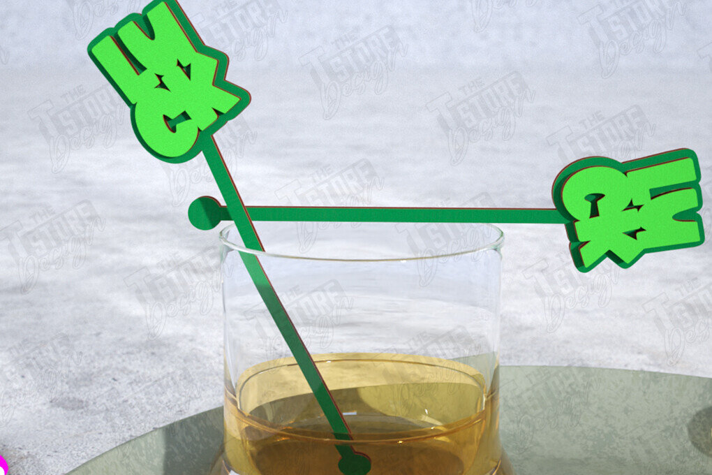 Σετ των 2 Intra απο ξύλο plywood 3mm-4mm πάχος – St Patrick's Day Sticks Stirring Drink Δίασταση  20x20 cm INTRAFABR-115372152