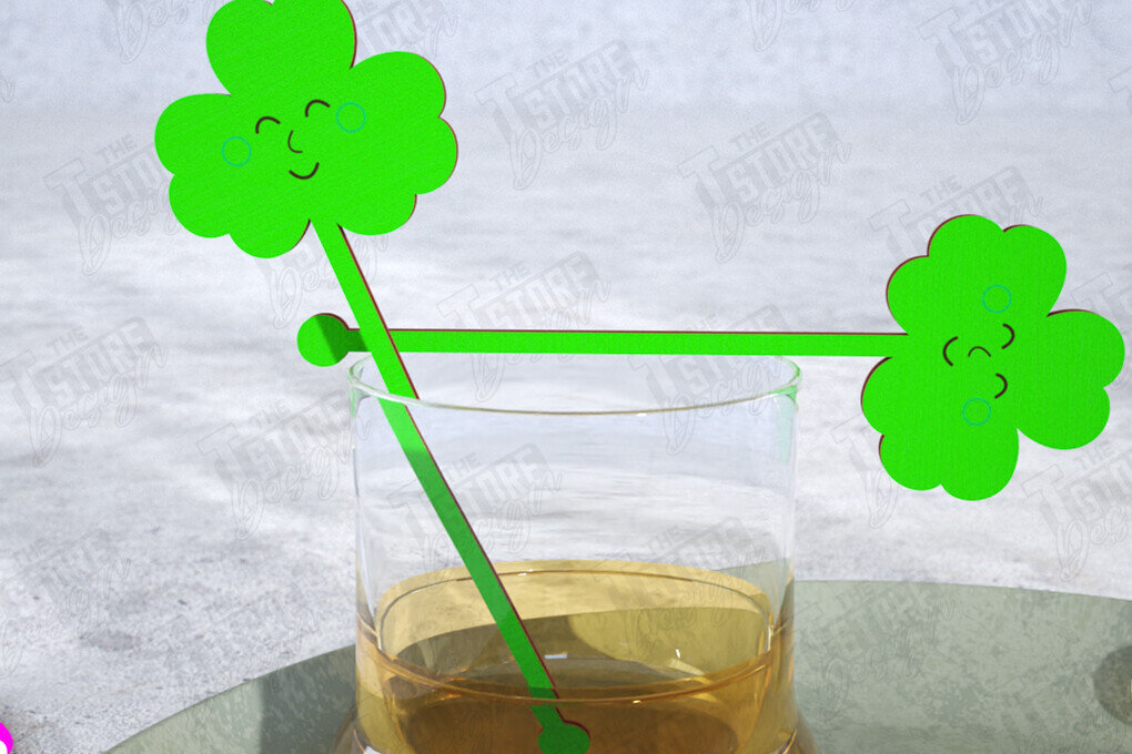Σετ των 2 Intra απο ξύλο plywood 3mm-4mm πάχος – St Patrick's Day Sticks Stirring Drink Δίασταση  20x20 cm INTRAFABR-115372267