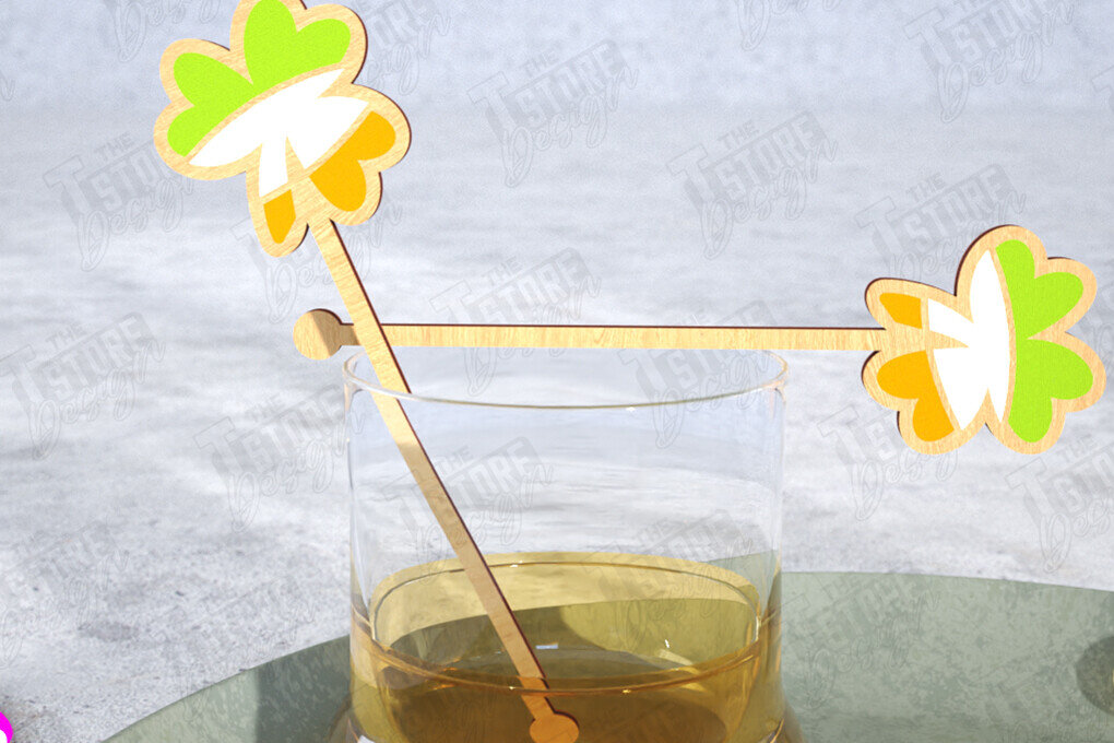 Σετ των 2 Intra απο ξύλο plywood 3mm-4mm πάχος – St Patrick's Day Sticks Stirring Drink Δίασταση  20x20 cm INTRAFABR-115372352