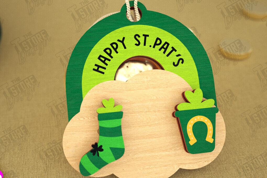 Σετ των 3 Intra απο ξύλο plywood 3mm-4mm πάχος – St Patrick's Day Stud Σκουλαρίκια | CNC Δίασταση  5x5 cm INTRAFABR-115368617