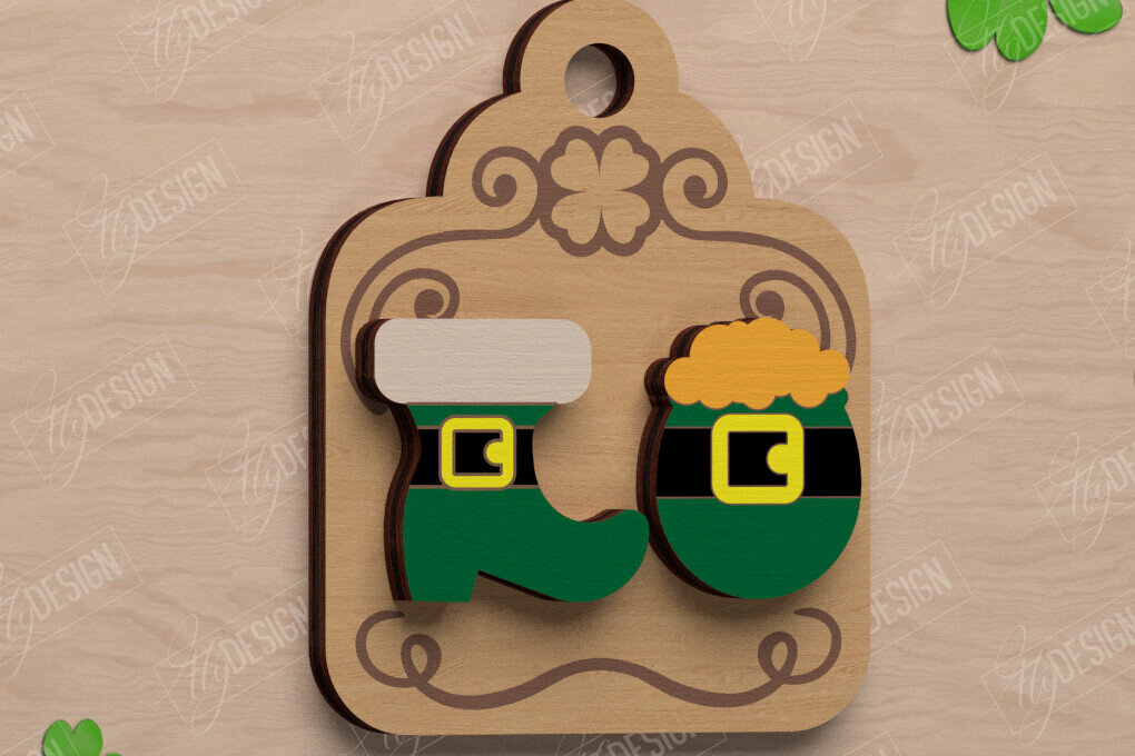 Σετ των 3 Intra απο ξύλο plywood 3mm-4mm πάχος – St Patrick's Day Stud Σκουλαρίκια | CNC Δίασταση  5x5 cm INTRAFABR-115435751