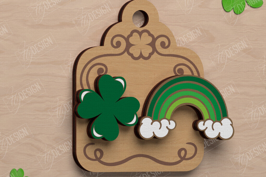 Σετ των 3 Intra απο ξύλο plywood 3mm-4mm πάχος – St Patrick's Day Stud Σκουλαρίκια | CNC Δίασταση  5x5 cm INTRAFABR-115435761