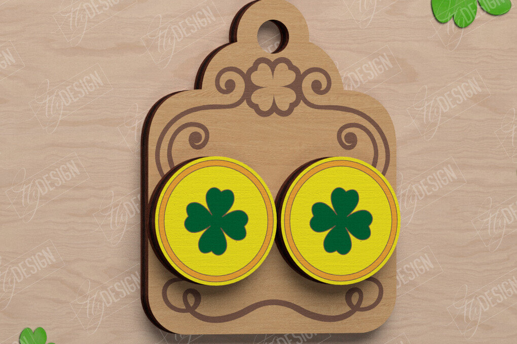 Σετ των 3 Intra απο ξύλο plywood 3mm-4mm πάχος – St Patrick's Day Stud Σκουλαρίκια | CNC Δίασταση  5x5 cm INTRAFABR-115435768