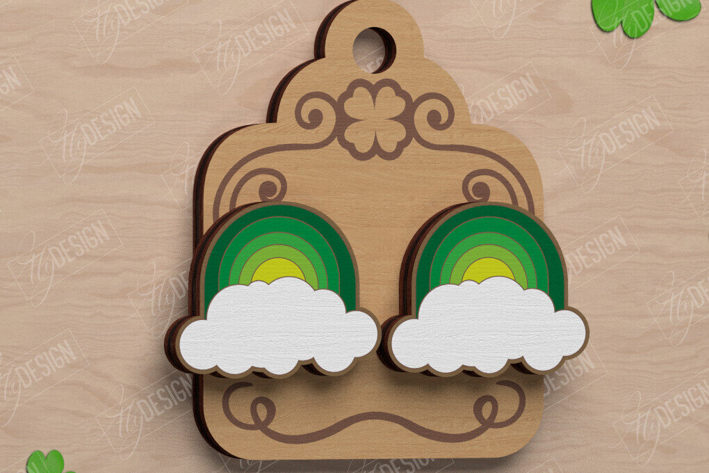 Σετ των 3 Intra απο ξύλο plywood 3mm-4mm πάχος – St Patrick's Day Stud Σκουλαρίκια | CNC Δίασταση  5x5 cm INTRAFABR-115435772