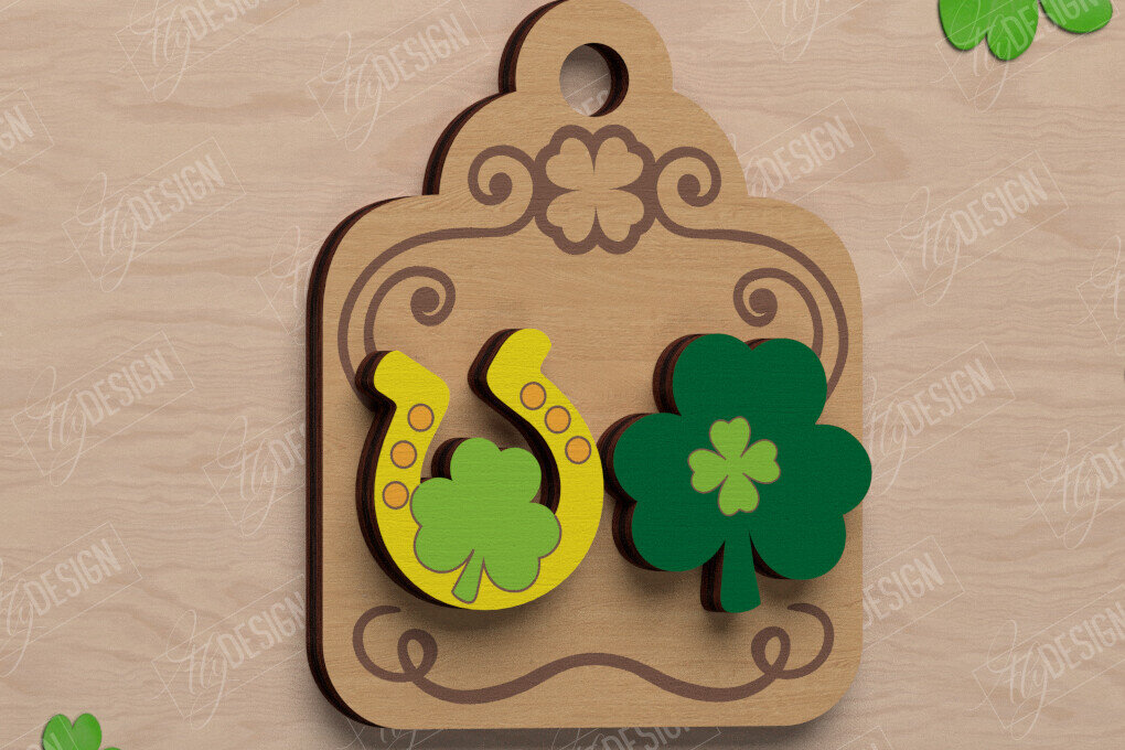 Σετ των 3 Intra απο ξύλο plywood 3mm-4mm πάχος – St Patrick's Day Stud Σκουλαρίκια | CNC Δίασταση  5x5 cm INTRAFABR-115435774