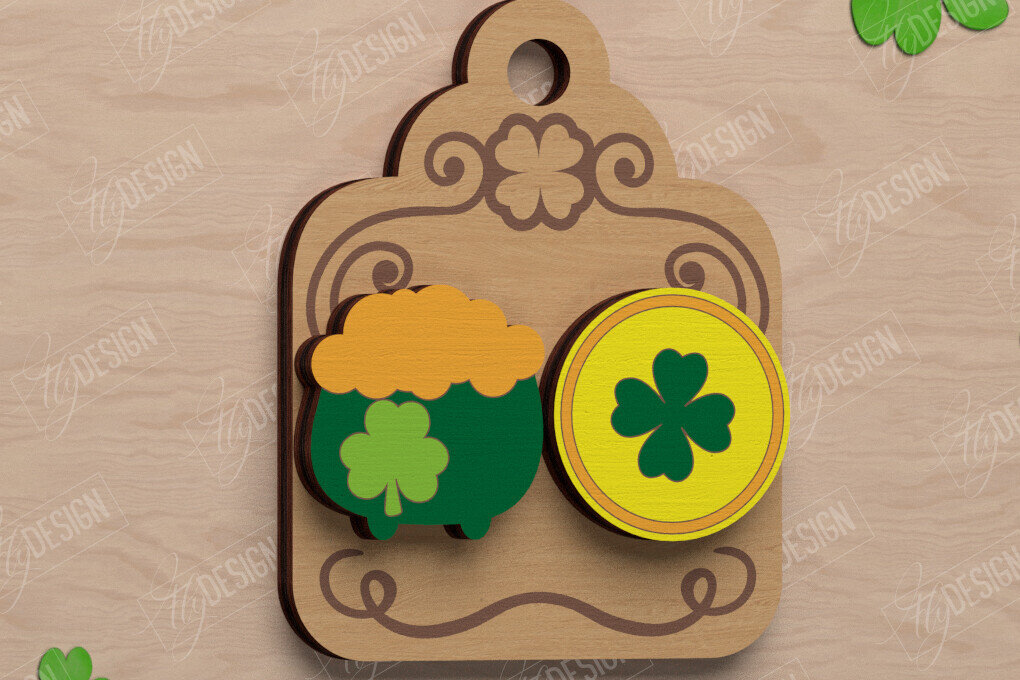 Σετ των 3 Intra απο ξύλο plywood 3mm-4mm πάχος – St Patrick's Day Stud Σκουλαρίκια | CNC Δίασταση  5x5 cm INTRAFABR-115435781