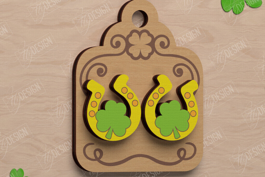 Σετ των 3 Intra απο ξύλο plywood 3mm-4mm πάχος – St Patrick's Day Stud Σκουλαρίκια | CNC Δίασταση  5x5 cm INTRAFABR-115435792