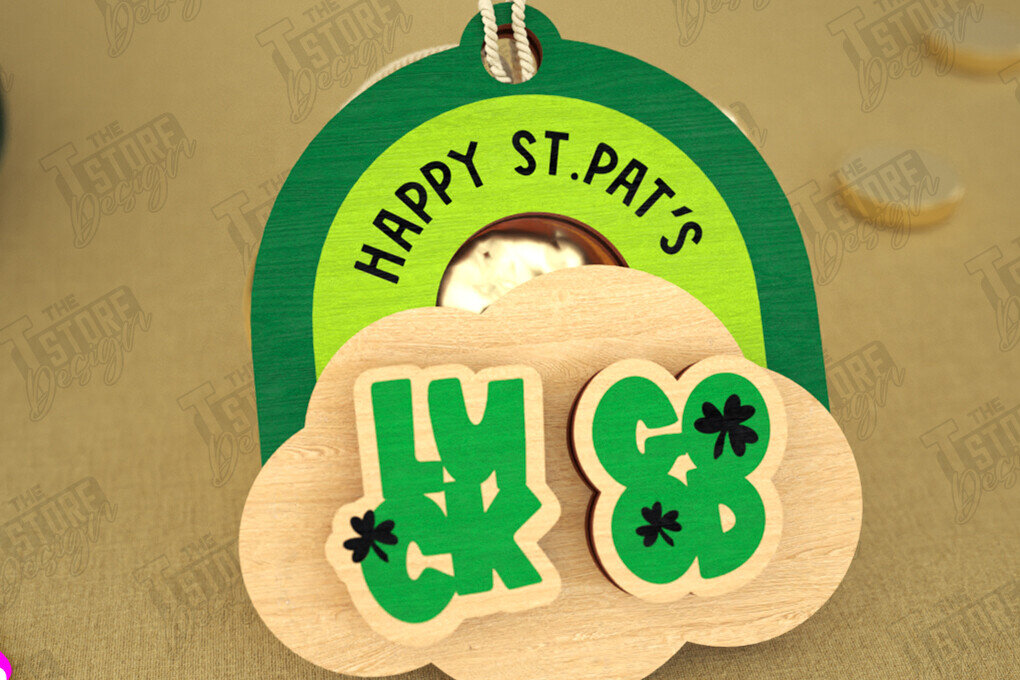 Σετ των 3 Intra απο ξύλο plywood 3mm-4mm πάχος – St Patrick's Day Stud Σκουλαρίκια | CNC Δίασταση  5x5 cm INTRAFABR-115368586