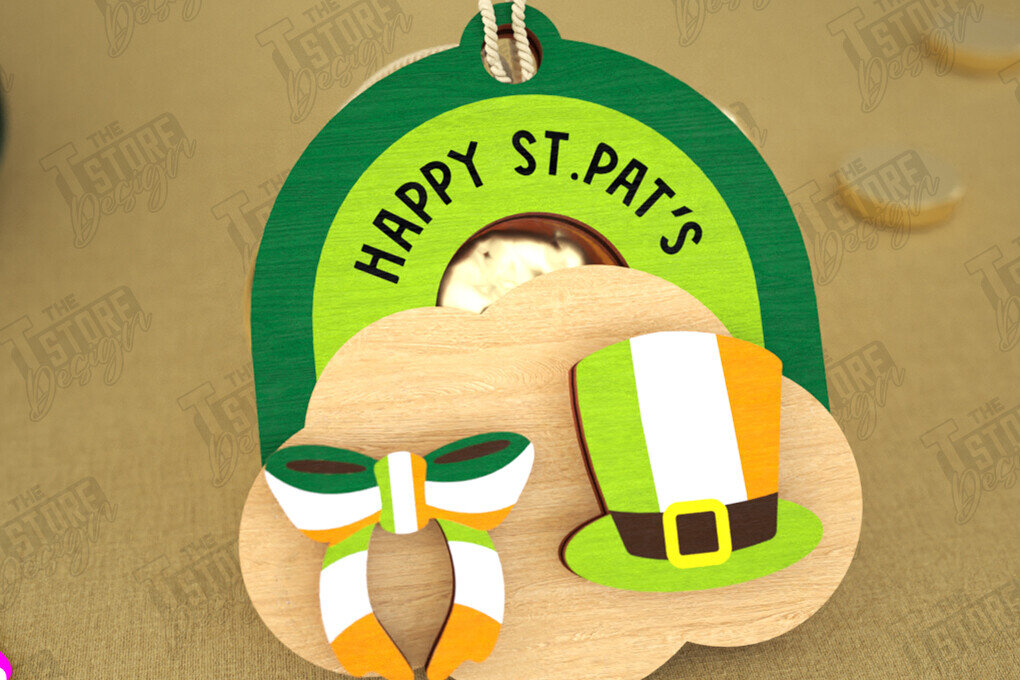 Σετ των 3 Intra απο ξύλο plywood 3mm-4mm πάχος – St Patrick's Day Stud Σκουλαρίκια | CNC Δίασταση  5x5 cm INTRAFABR-115368593