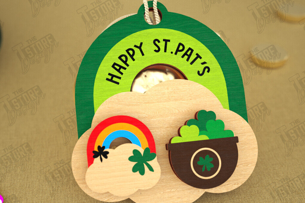 Σετ των 3 Intra απο ξύλο plywood 3mm-4mm πάχος – St Patrick's Day Stud Σκουλαρίκια | CNC Δίασταση  5x5 cm INTRAFABR-115368597