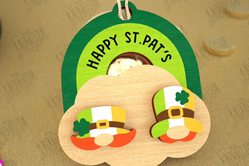 Σετ των 3 Intra απο ξύλο plywood 3mm-4mm πάχος – St Patrick's Day Stud Σκουλαρίκια | CNC Δίασταση  5x5 cm INTRAFABR-115368601