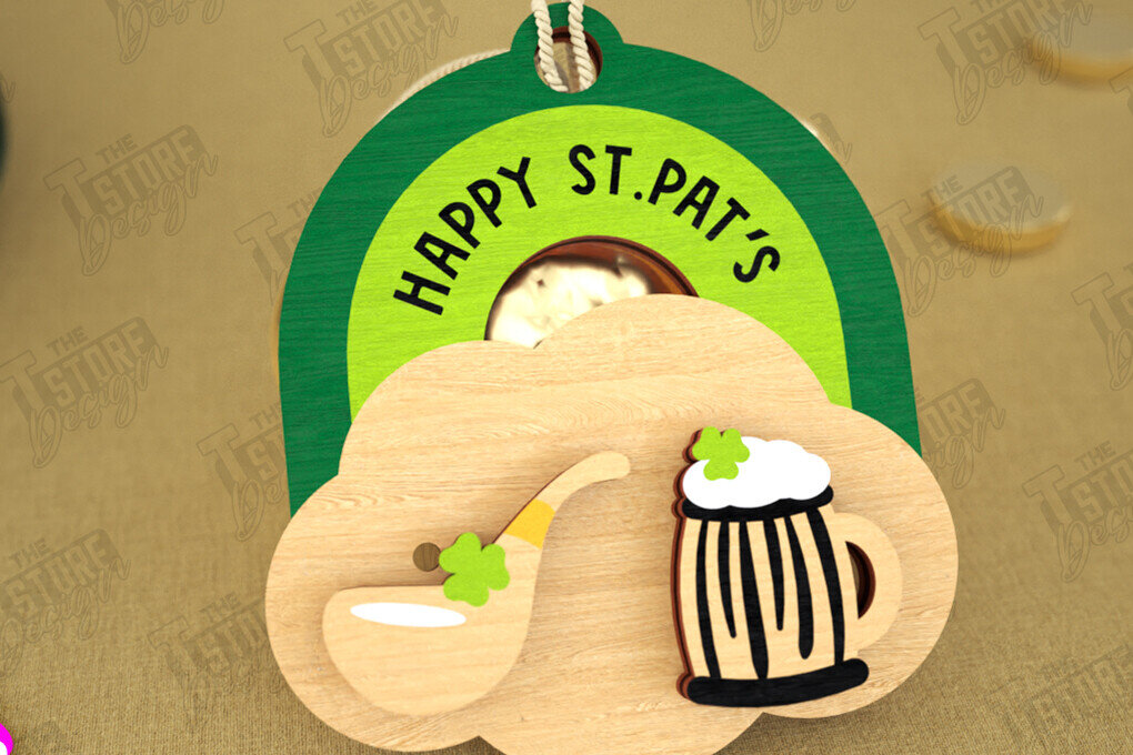 Σετ των 3 Intra απο ξύλο plywood 3mm-4mm πάχος – St Patrick's Day Stud Σκουλαρίκια | CNC Δίασταση  5x5 cm INTRAFABR-115368604