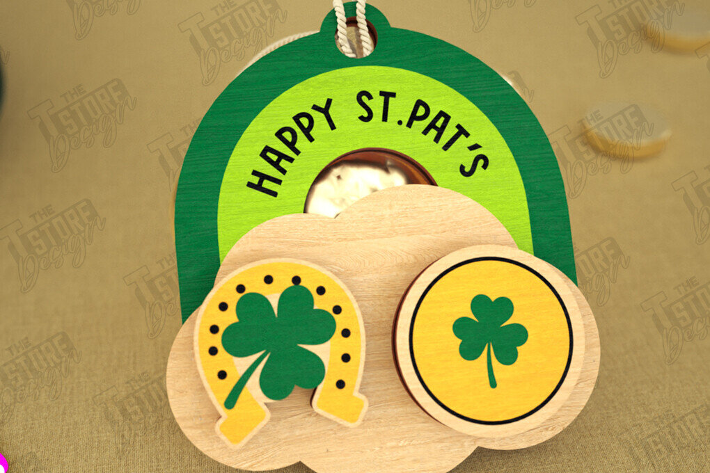 Σετ των 3 Intra απο ξύλο plywood 3mm-4mm πάχος – St Patrick's Day Stud Σκουλαρίκια | CNC Δίασταση  5x5 cm INTRAFABR-115368607