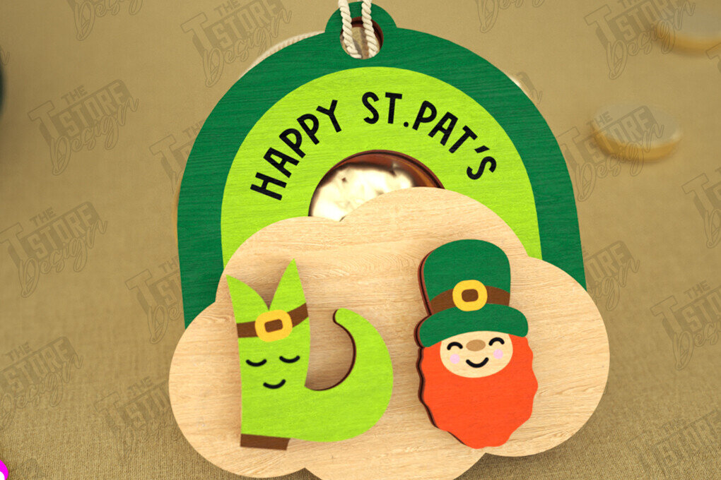 Σετ των 3 Intra απο ξύλο plywood 3mm-4mm πάχος – St Patrick's Day Stud Σκουλαρίκια | CNC Δίασταση  5x5 cm INTRAFABR-115368611