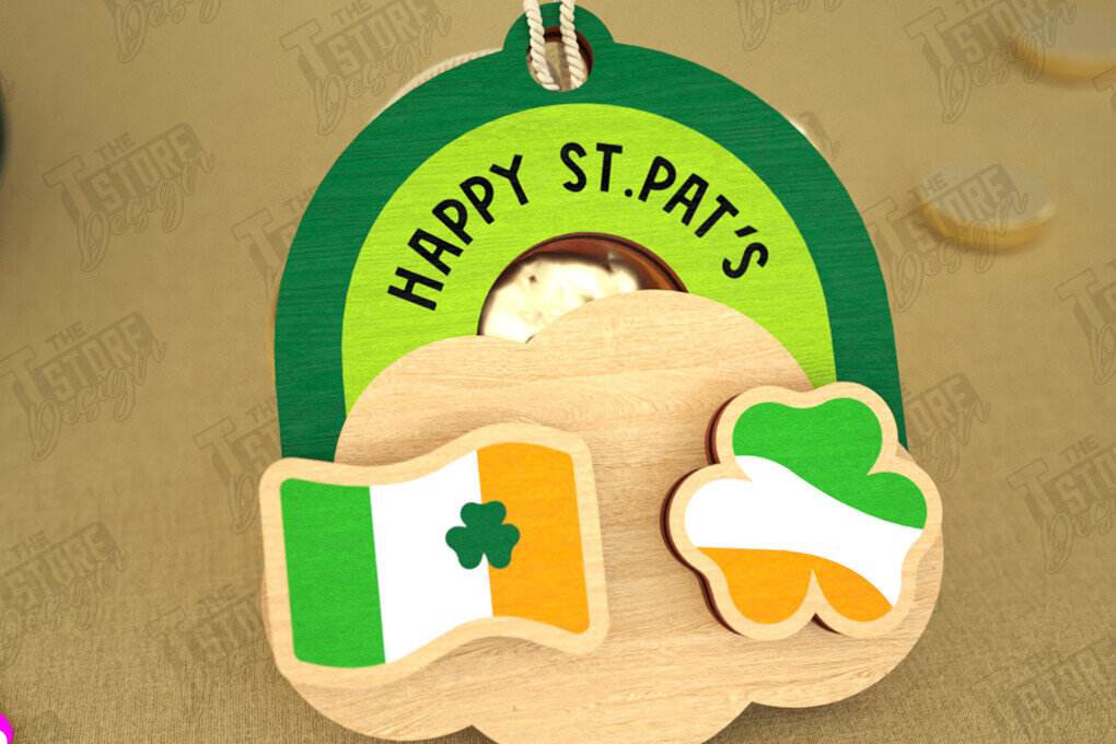 Σετ των 3 Intra απο ξύλο plywood 3mm-4mm πάχος – St Patrick's Day Stud Σκουλαρίκια | CNC Δίασταση  5x5 cm INTRAFABR-115368498