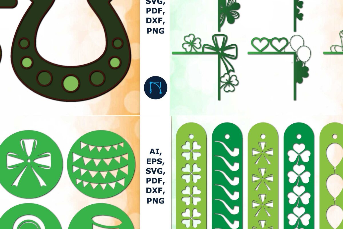 Σετ των 2 Intra απο ξύλο plywood 3mm-4mm πάχος – Αρχείο περικοπής δέσμης St Patrick’s Day Δίασταση  20x20 cm INTRAFABR-62663180