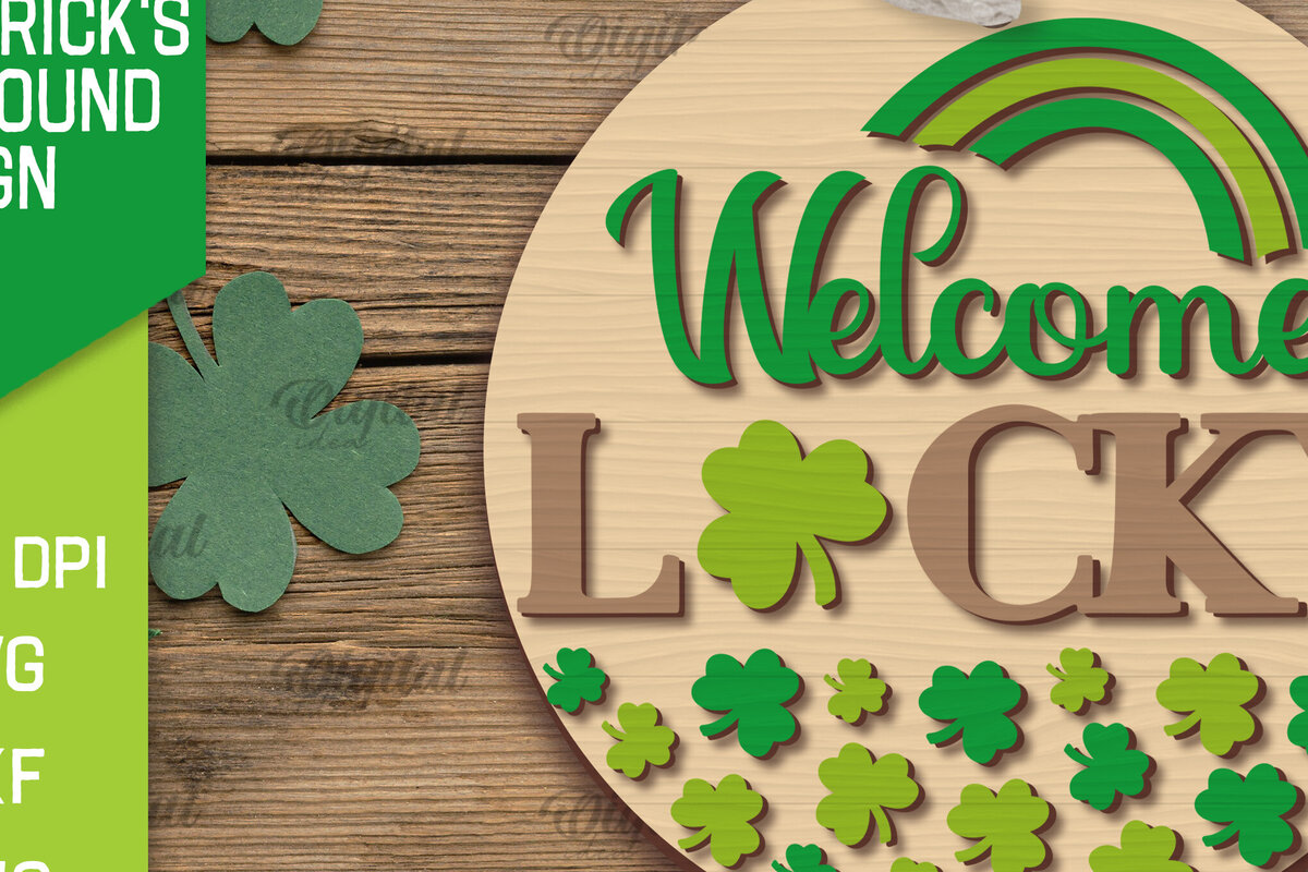 Σετ των 2 Intra απο ξύλο plywood 3mm-4mm πάχος – SVG για την Ημέρα του Αγίου Πατρικίου. Laser στρογγυλής πινακίδας Δίασταση  20x20 cm INTRAFABR-88285552