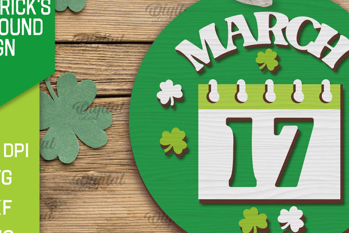 Σετ των 2 Intra απο ξύλο plywood 3mm-4mm πάχος – SVG για την Ημέρα του Αγίου Πατρικίου. Laser στρογγυλής πινακίδας Δίασταση  20x20 cm INTRAFABR-88284723