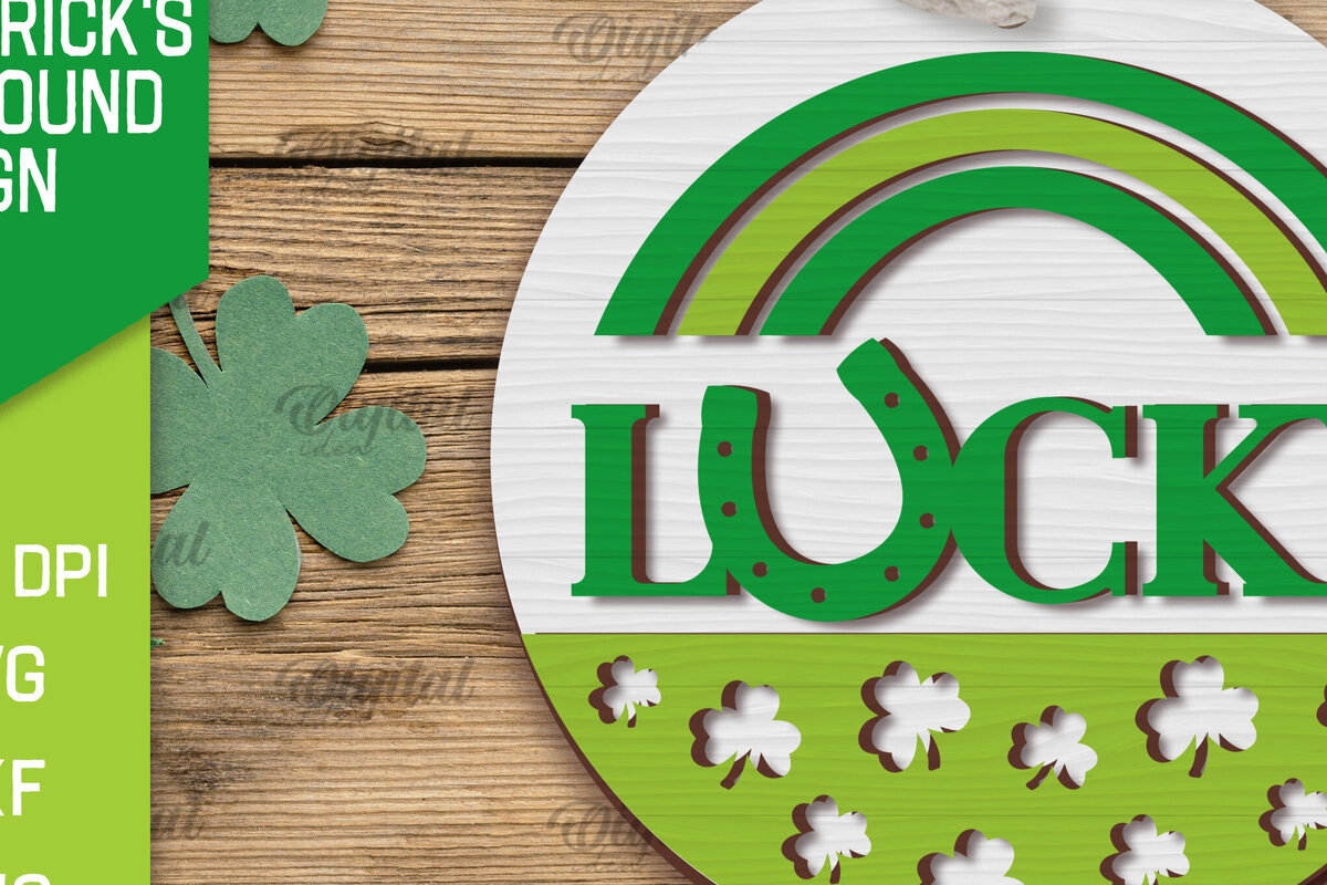 Σετ των 2 Intra απο ξύλο plywood 3mm-4mm πάχος – SVG για την Ημέρα του Αγίου Πατρικίου. Laser στρογγυλής πινακίδας Δίασταση  20x20 cm INTRAFABR-88284810