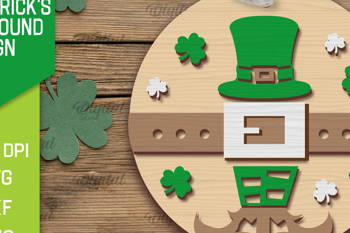 Σετ των 2 Intra απο ξύλο plywood 3mm-4mm πάχος – SVG για την Ημέρα του Αγίου Πατρικίου. Laser στρογγυλής πινακίδας Δίασταση  20x20 cm INTRAFABR-88284865