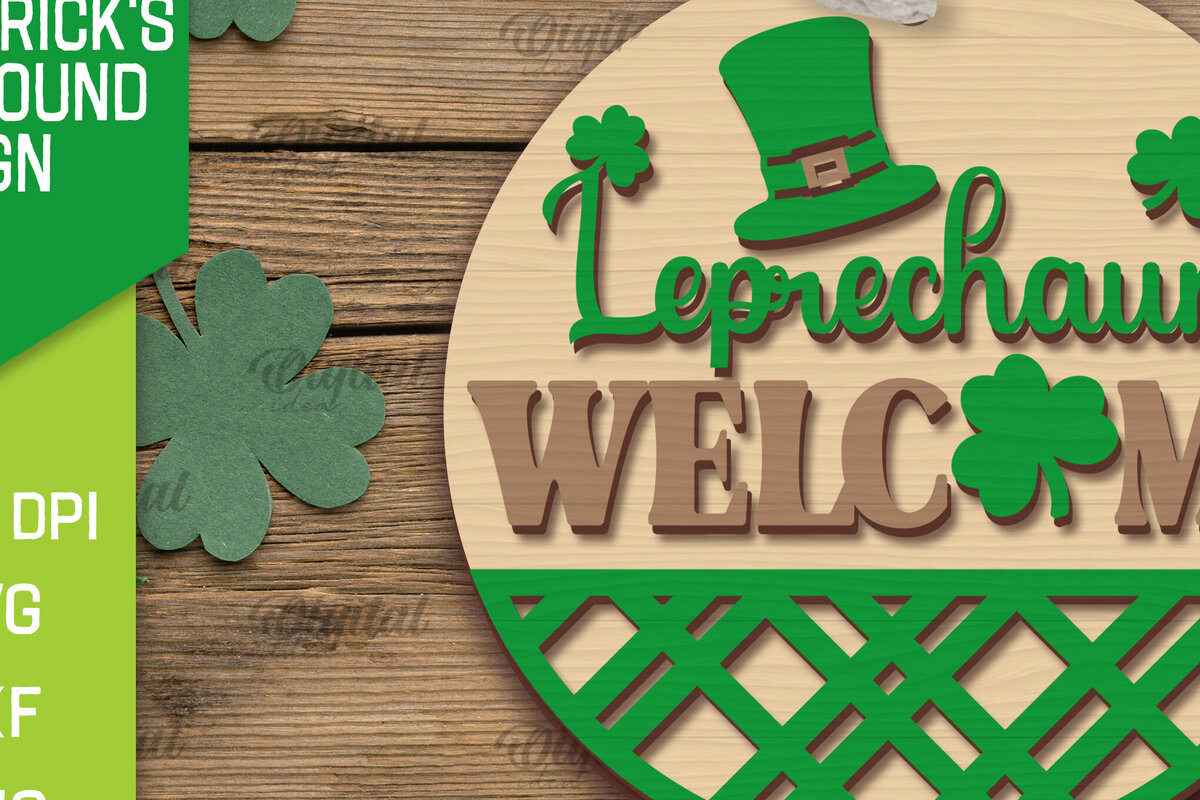 Σετ των 2 Intra απο ξύλο plywood 3mm-4mm πάχος – SVG για την Ημέρα του Αγίου Πατρικίου. Laser στρογγυλής πινακίδας Δίασταση  20x20 cm INTRAFABR-88285043