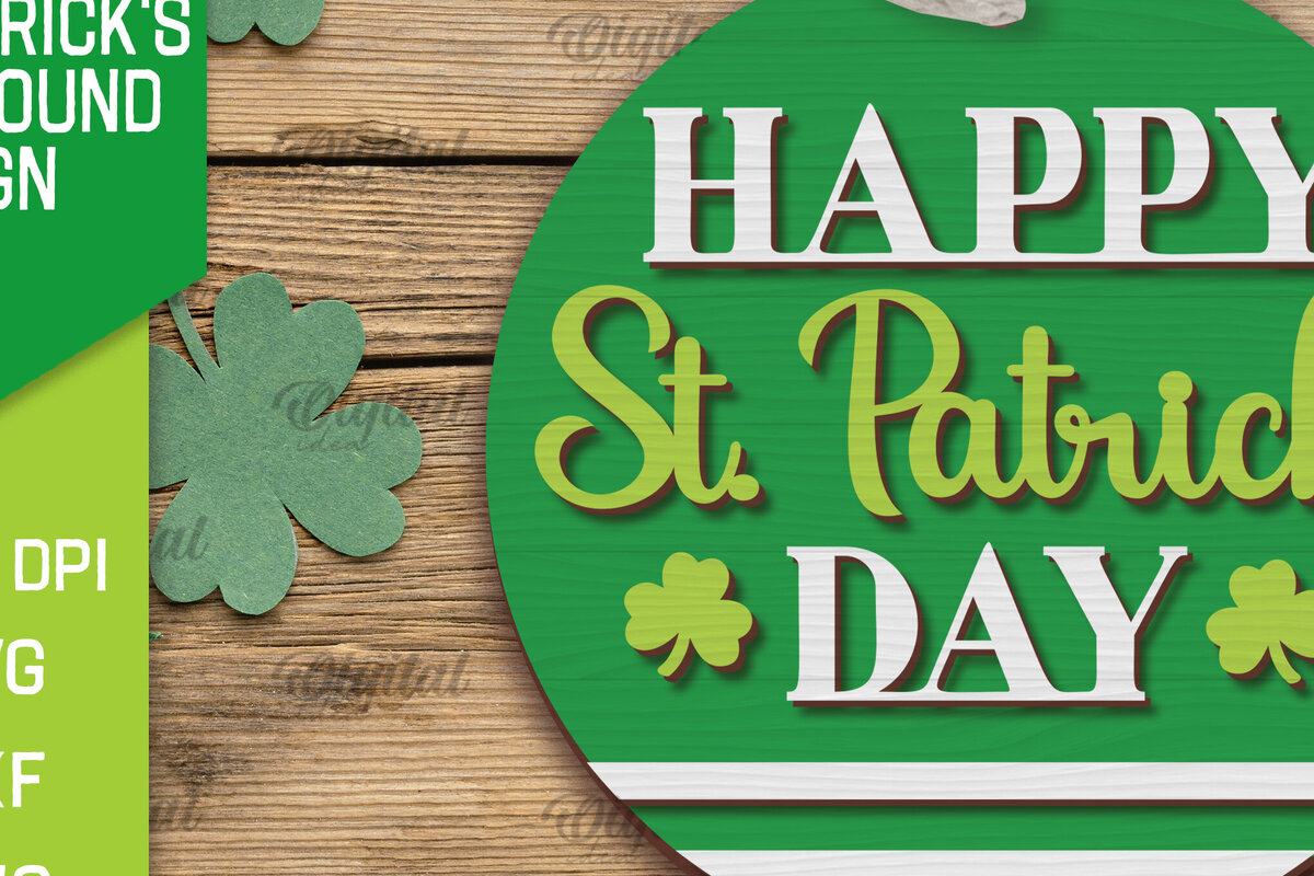 Σετ των 2 Intra απο ξύλο plywood 3mm-4mm πάχος – SVG για την Ημέρα του Αγίου Πατρικίου. Laser στρογγυλής πινακίδας Δίασταση  20x20 cm INTRAFABR-88285471