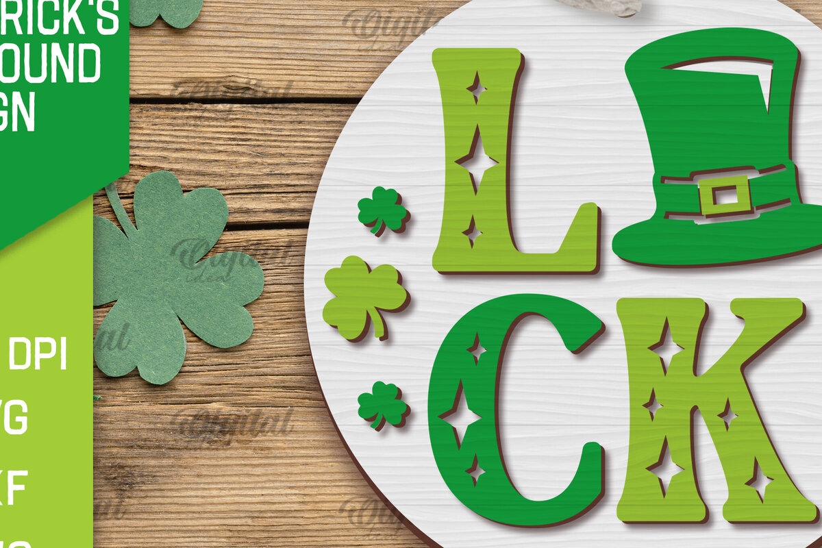 Σετ των 2 Intra απο ξύλο plywood 3mm-4mm πάχος – SVG για την Ημέρα του Αγίου Πατρικίου. Laser στρογγυλής πινακίδας Δίασταση  20x20 cm INTRAFABR-88285488