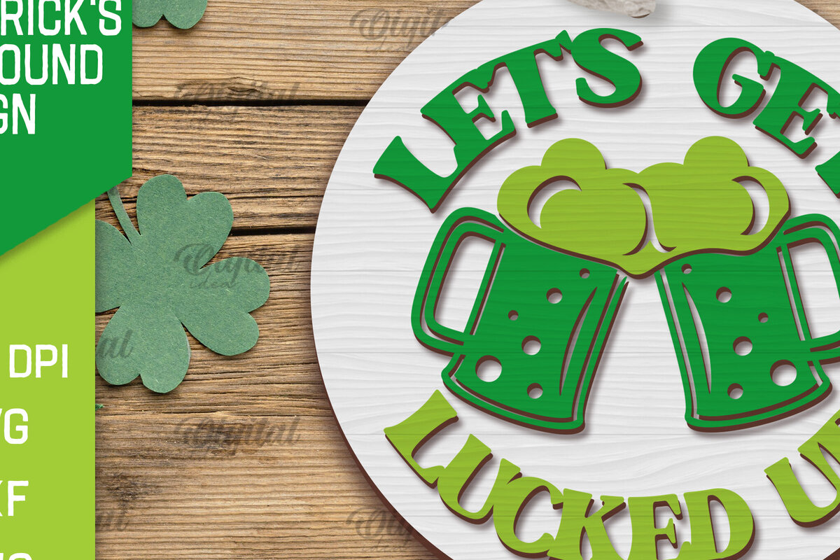 Σετ των 2 Intra απο ξύλο plywood 3mm-4mm πάχος – SVG για την Ημέρα του Αγίου Πατρικίου. Laser στρογγυλής πινακίδας Δίασταση  20x20 cm INTRAFABR-88285506