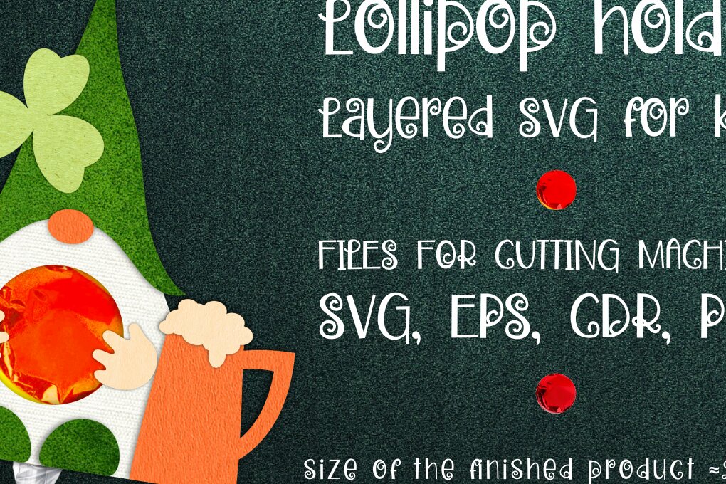 Σετ των 2 Intra απο ξύλο plywood 3mm-4mm πάχος – St. Patricks Gnome - Lollipop Holder Δίασταση  20x20 cm INTRAFABR-8838102