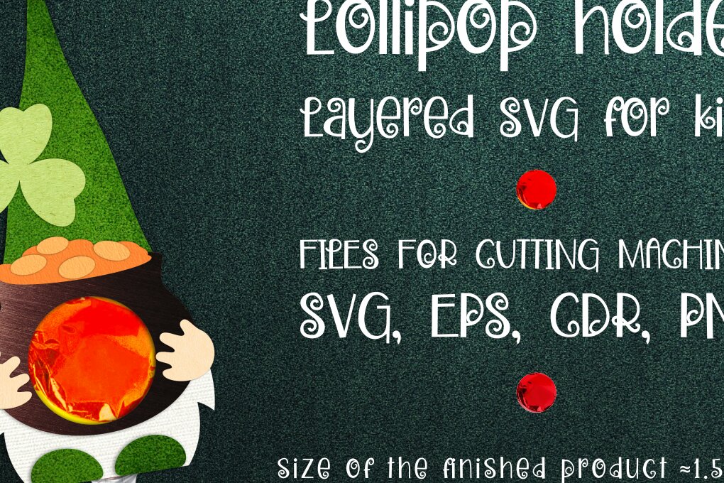 Σετ των 2 Intra απο ξύλο plywood 3mm-4mm πάχος – St. Patrick's Gnome - Lollipop Holder Δίασταση  20x20 cm INTRAFABR-8837035