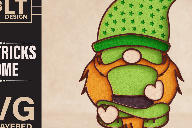 Σετ των 2 Intra απο ξύλο plywood 3mm-4mm πάχος – St Patricks Gnome Special Δίασταση  20x20 cm INTRAFABR-90857184