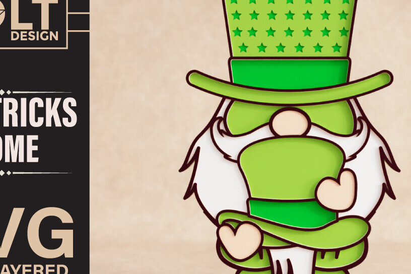 Σετ των 2 Intra απο ξύλο plywood 3mm-4mm πάχος – St Patricks Gnome Special Δίασταση  20x20 cm INTRAFABR-90857220