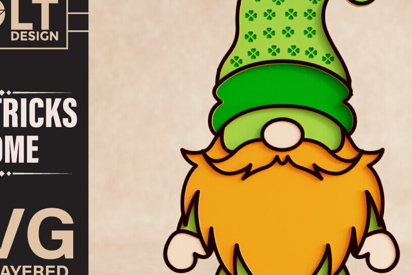 Σετ των 2 Intra απο ξύλο plywood 3mm-4mm πάχος – St Patricks Gnome Special Δίασταση  20x20 cm INTRAFABR-90857266