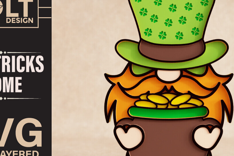 Σετ των 2 Intra απο ξύλο plywood 3mm-4mm πάχος – St Patricks Gnome Special Δίασταση  20x20 cm INTRAFABR-90857303