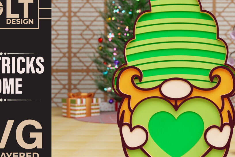 Σετ των 2 Intra απο ξύλο plywood 3mm-4mm πάχος – St Patricks Gnome Special Δίασταση  20x20 cm INTRAFABR-90967410