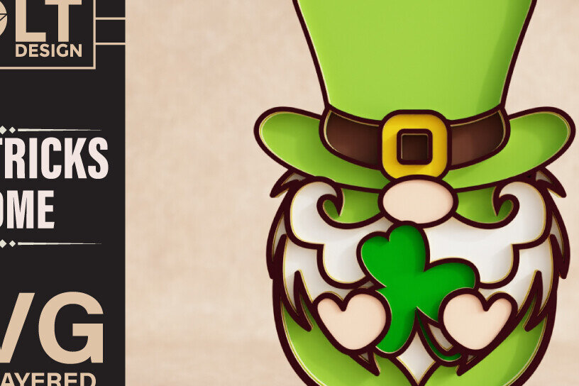 Σετ των 2 Intra απο ξύλο plywood 3mm-4mm πάχος – St Patricks Gnome Special Δίασταση  20x20 cm INTRAFABR-90684499