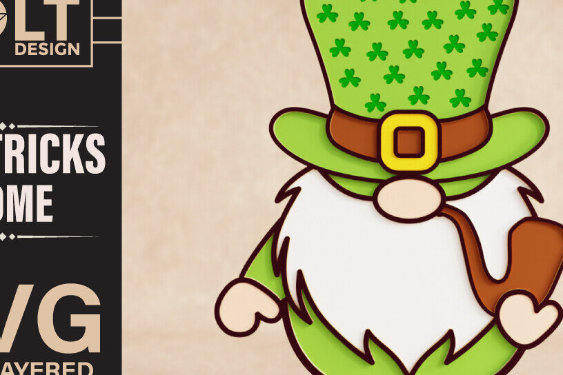 Σετ των 2 Intra απο ξύλο plywood 3mm-4mm πάχος – St Patricks Gnome Special Δίασταση  20x20 cm INTRAFABR-90771537