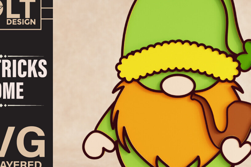 Σετ των 2 Intra απο ξύλο plywood 3mm-4mm πάχος – St Patricks Gnome Special Δίασταση  20x20 cm INTRAFABR-90771636