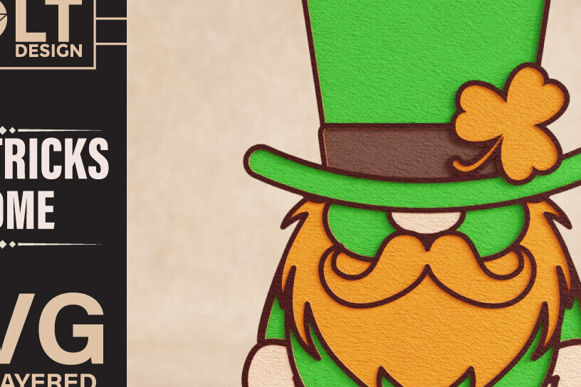 Σετ των 2 Intra απο ξύλο plywood 3mm-4mm πάχος – St Patricks Gnome Special Δίασταση  20x20 cm INTRAFABR-90836026