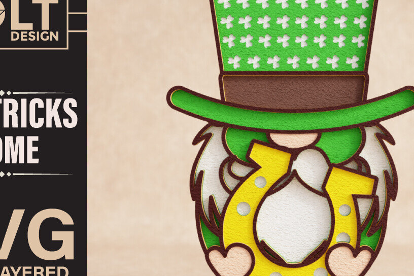 Σετ των 2 Intra απο ξύλο plywood 3mm-4mm πάχος – St Patricks Gnome Special Δίασταση  20x20 cm INTRAFABR-90836062