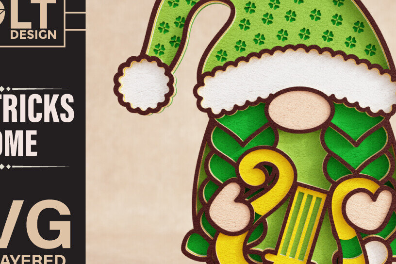 Σετ των 2 Intra απο ξύλο plywood 3mm-4mm πάχος – St Patricks Gnome Special Δίασταση  20x20 cm INTRAFABR-90836132