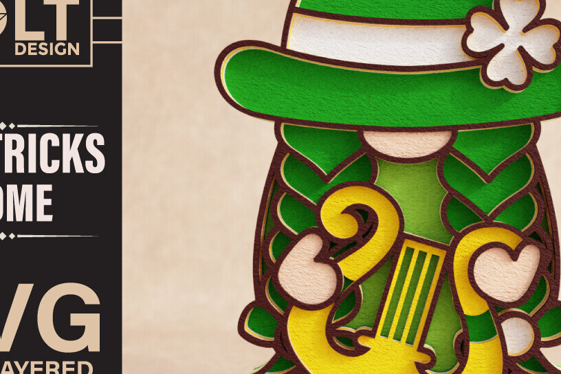 Σετ των 2 Intra απο ξύλο plywood 3mm-4mm πάχος – St Patricks Gnome Special Δίασταση  20x20 cm INTRAFABR-90836169