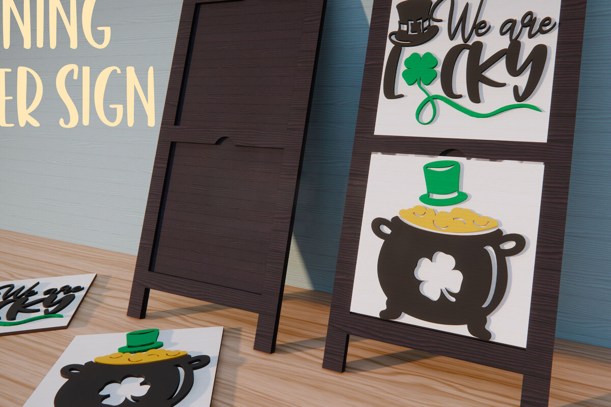 Σετ των 2 Intra απο ξύλο plywood 3mm-4mm πάχος – Πινακίδα St Patricks Leaning Ladder Δίασταση  20x20 cm INTRAFABR-88147527