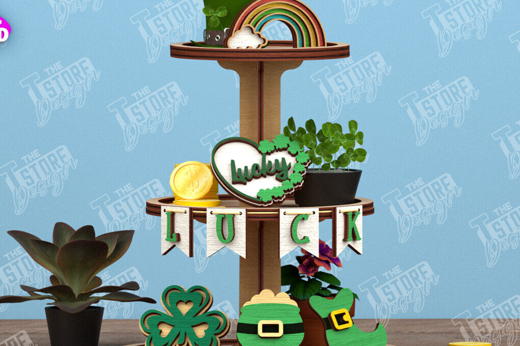 Σετ των 2 Intra απο ξύλο plywood 3mm-4mm πάχος – Δίσκος με κλιμάκωση του Αγίου Πατρικίου| Ημέρα του Πάτρικ Δίασταση  20x20 cm INTRAFABR-115450690