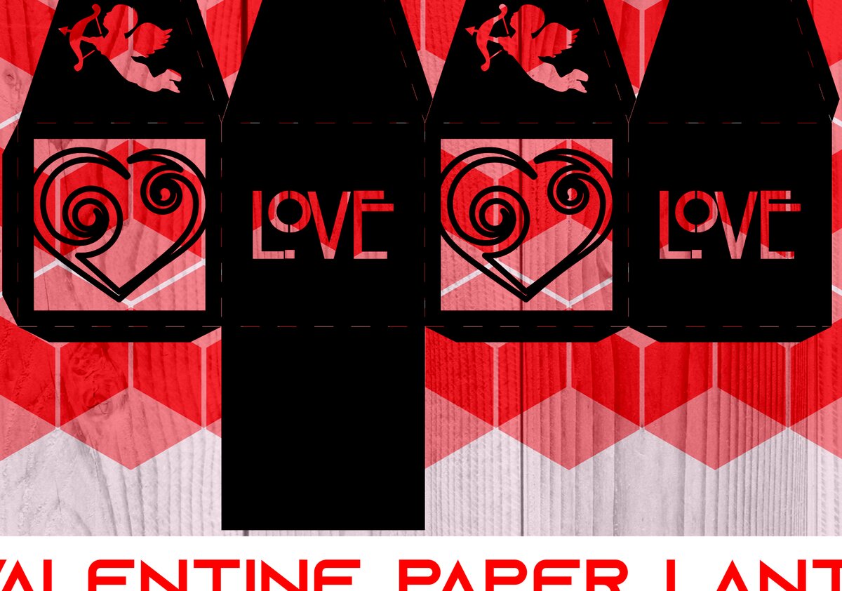 Σετ των 2 Intra απο ξύλο plywood 3mm-4mm πάχος – St Valentine Paper Lantern Series 0065 Δίασταση  20x20 cm INTRAFABR-7617884