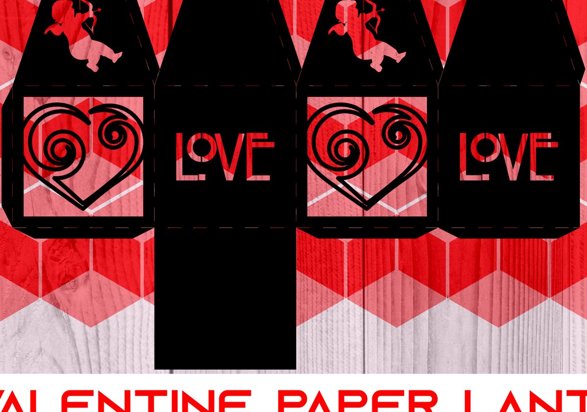 Σετ των 2 Intra απο ξύλο plywood 3mm-4mm πάχος – St Valentine Paper Lantern Series 0069 Δίασταση  20x20 cm INTRAFABR-7617929